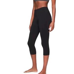 Athleta high rise chaturanga capri crop leggings womens pants black
